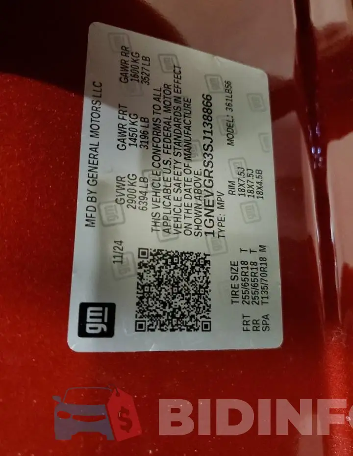 1GNEVGRS3SJ138866 Photo# 13
