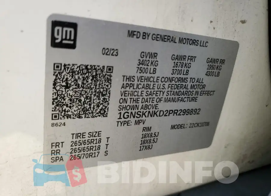 1GNSKNKD2PR299892 Photo# 14
