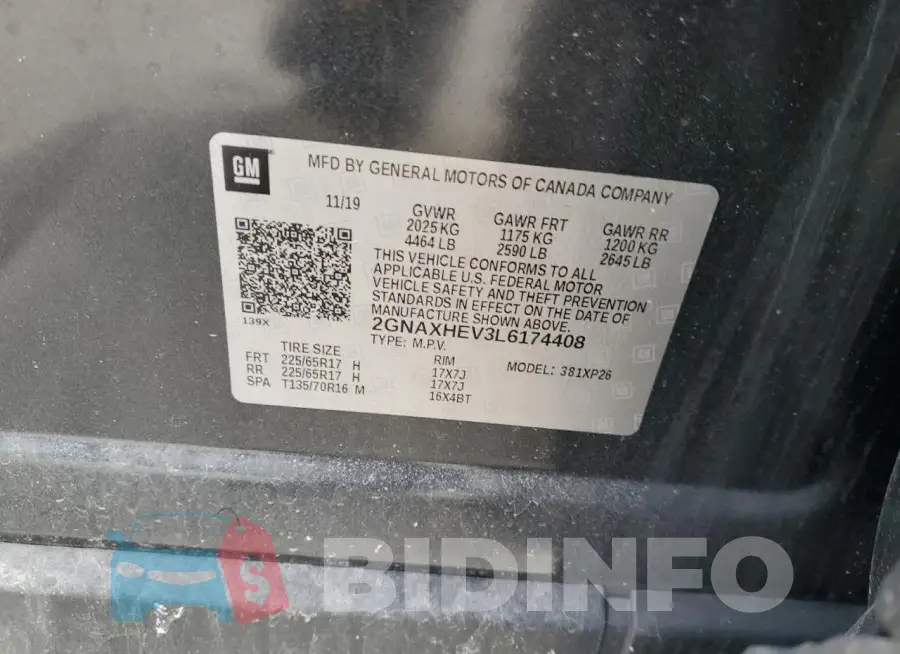 2GNAXHEV3L6174408 Photo# 14