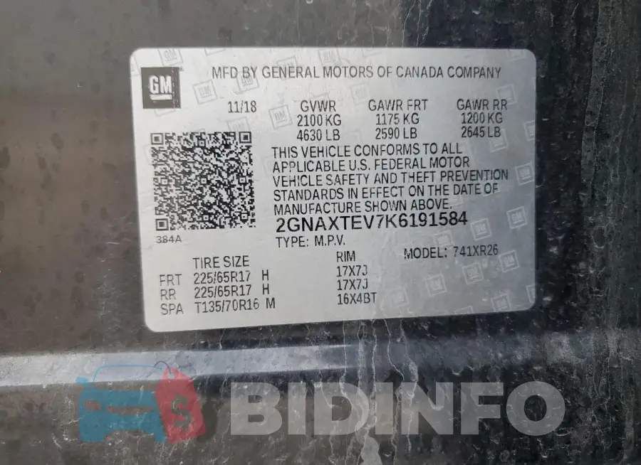 2GNAXTEV7K6191584 Photo# 13