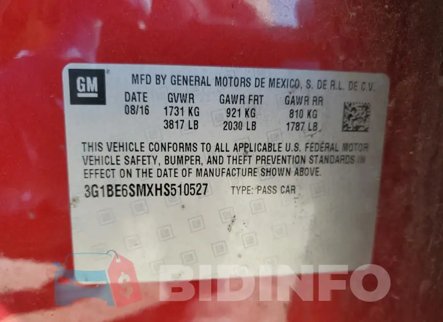 3G1BE6SMXHS510527 Photo# 12