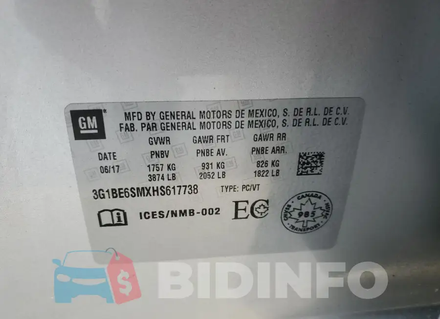 3G1BE6SMXHS617738 Photo# 13