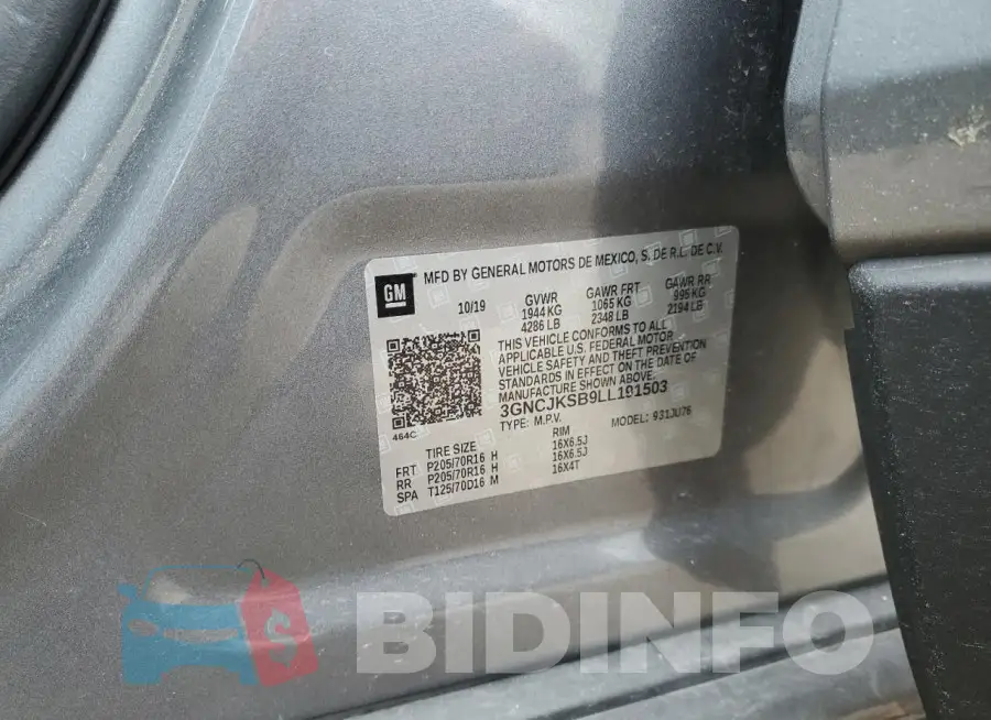 3GNCJKSB9LL191503 Photo# 13