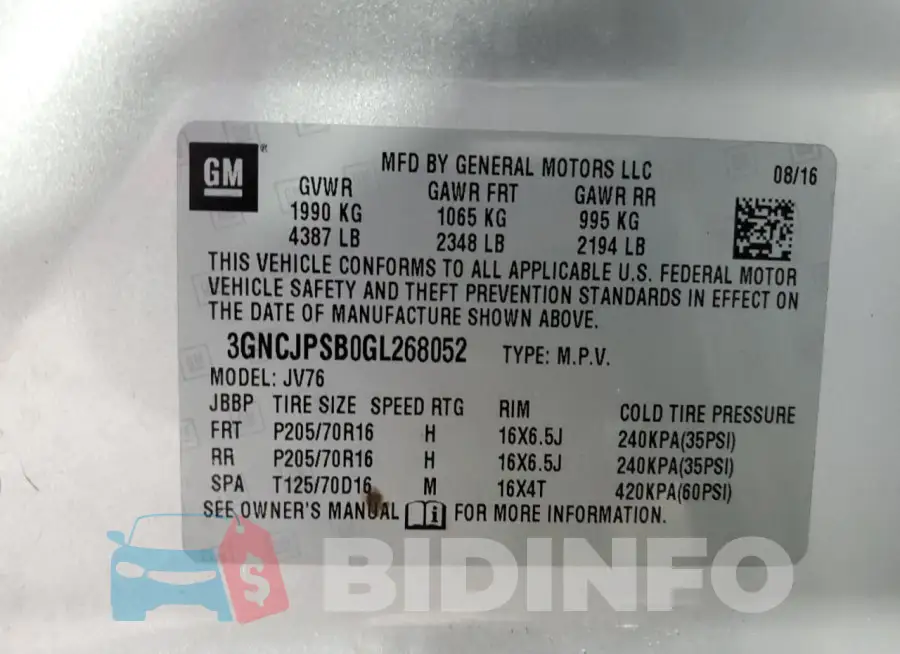 3GNCJPSB0GL268052 Photo# 13