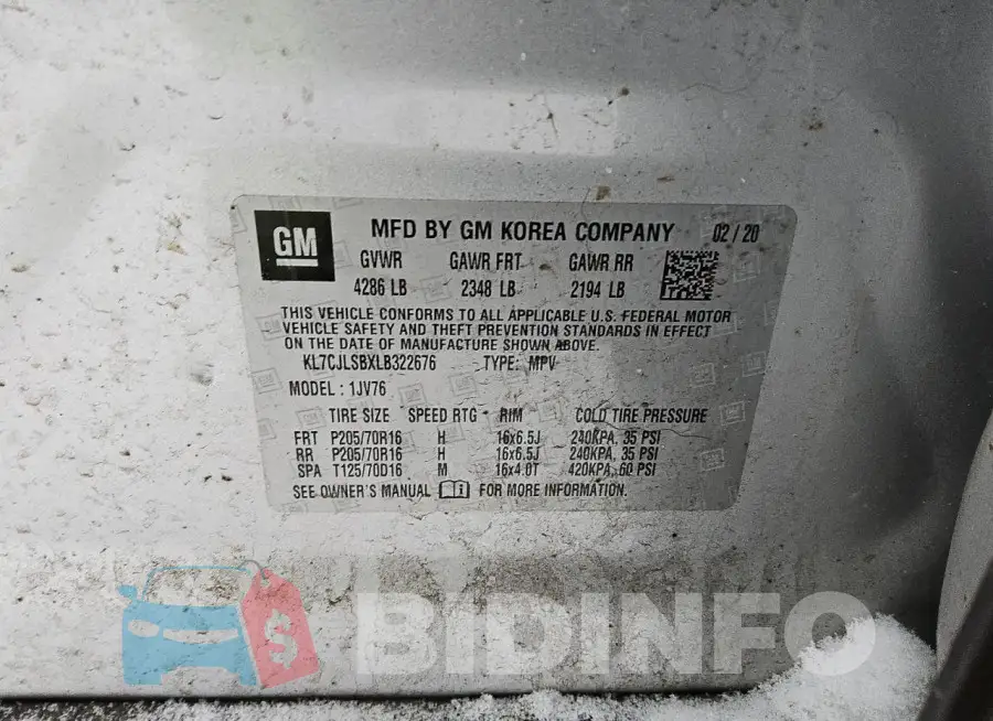 KL7CJLSBXLB322676 Photo# 13