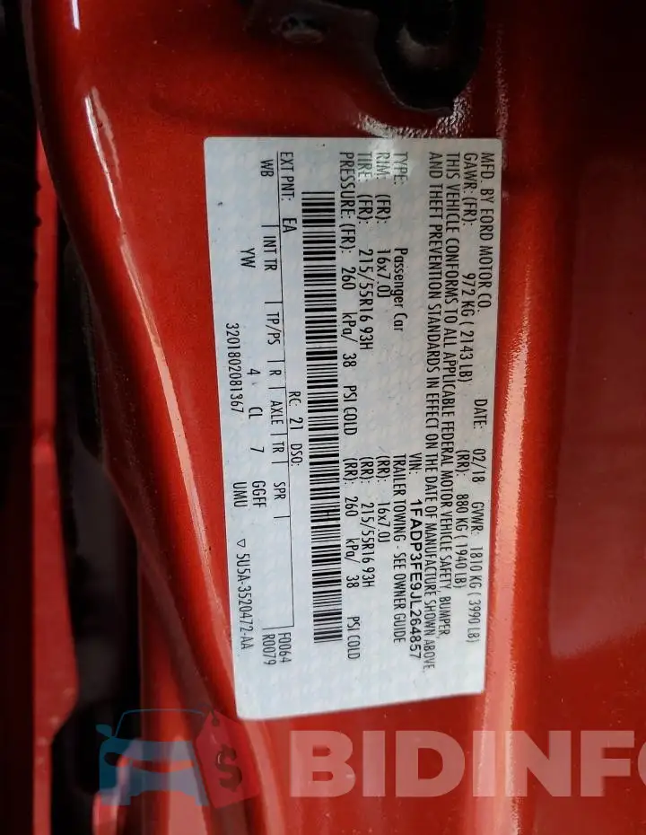 1FADP3FE9JL264857 Photo# 12