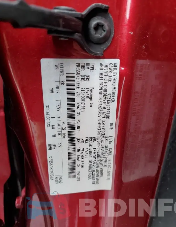 1FADP3M26HL208748 Photo# 13