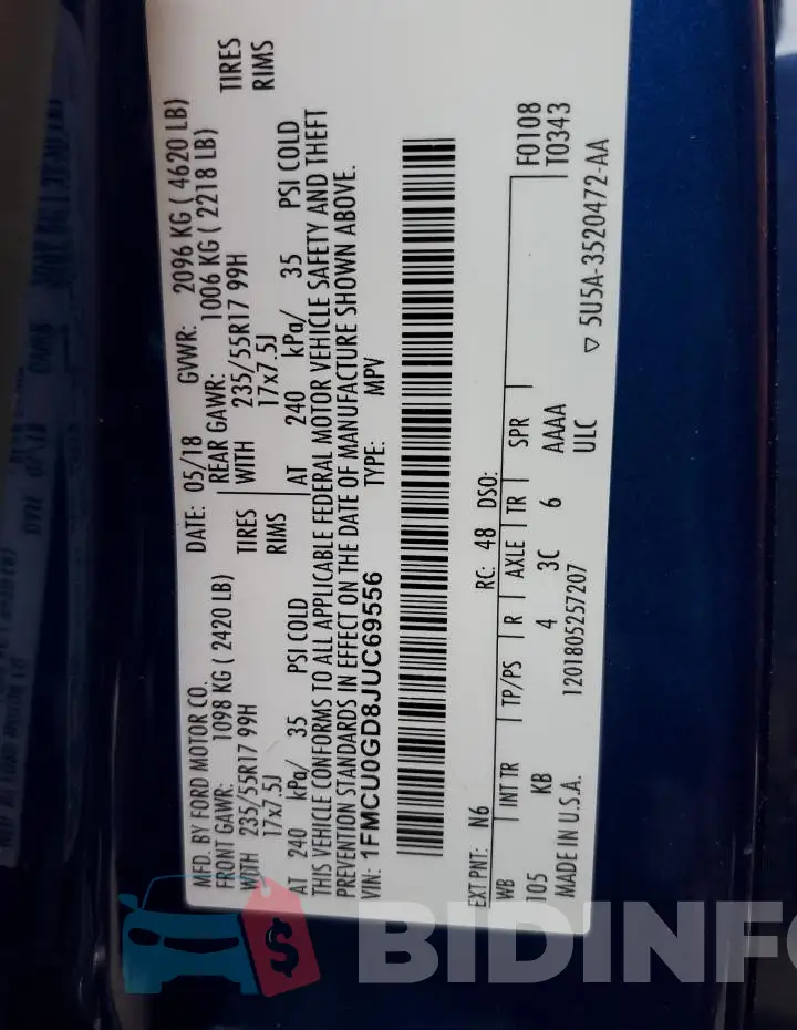 1FMCU0GD8JUC69556 Photo# 13