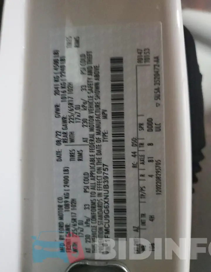 1FMCU9G6XNUB39757 Photo# 14