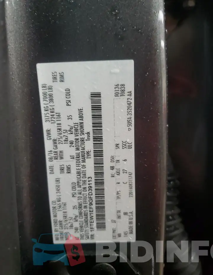1FTEW1EF9GFD39113 Photo# 13