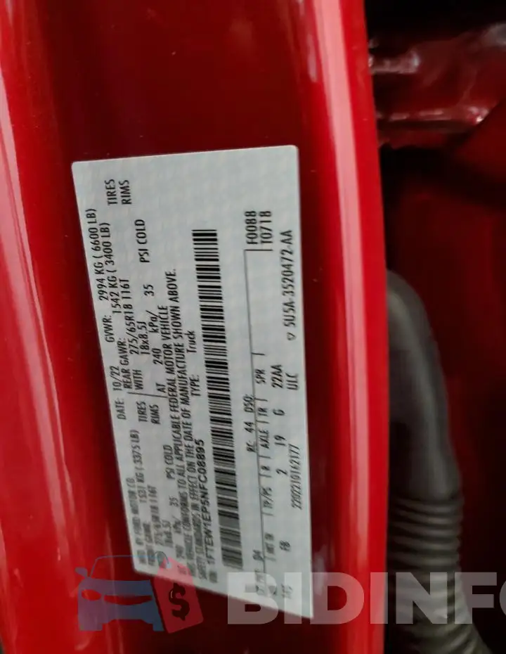1FTEW1EP5NFC08895 Photo# 13