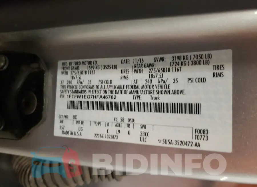 1FTFW1EG7HFA46762 Photo# 12