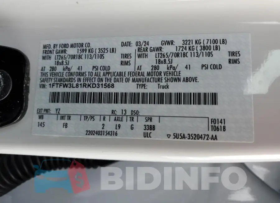 1FTFW3L81RKD31568 Photo# 12