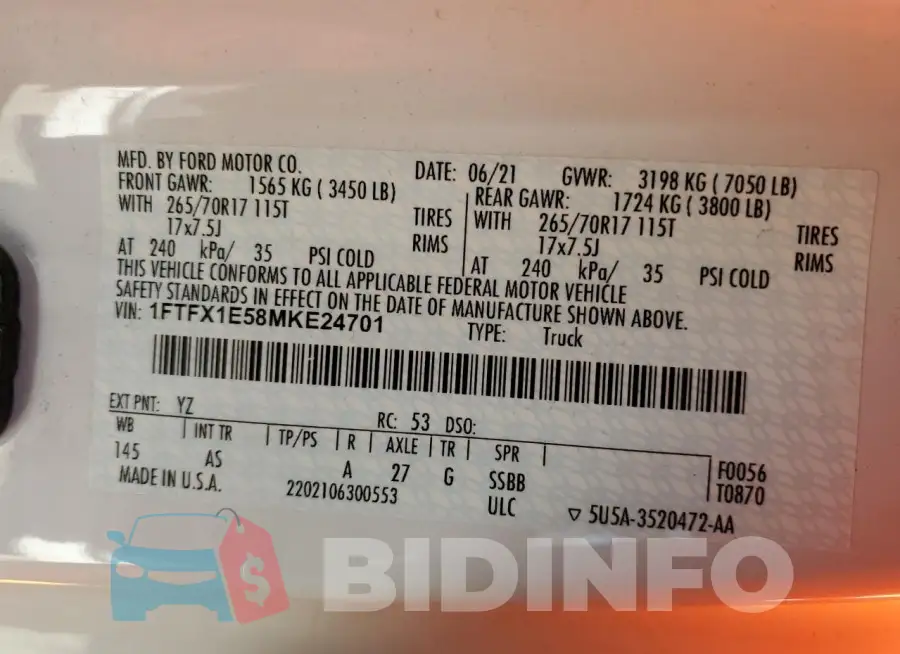1FTFX1E58MKE24701 Photo# 12