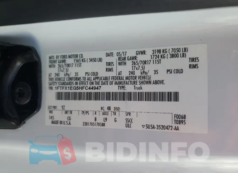1FTFX1EG5HFC44947 Photo# 12