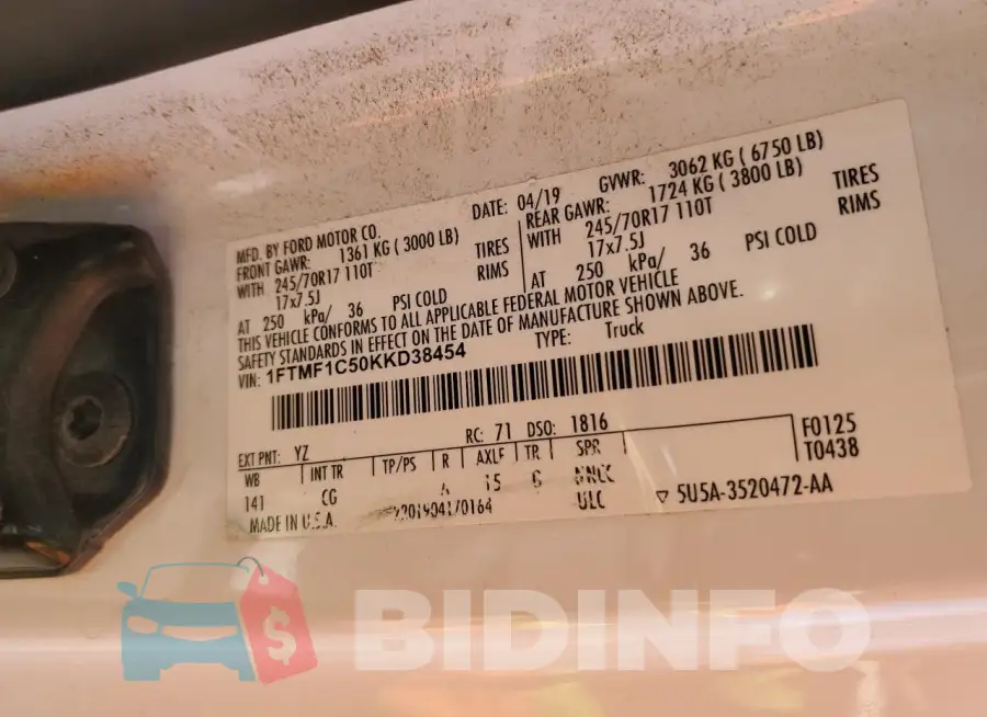 1FTMF1C50KKD38454 Photo# 12