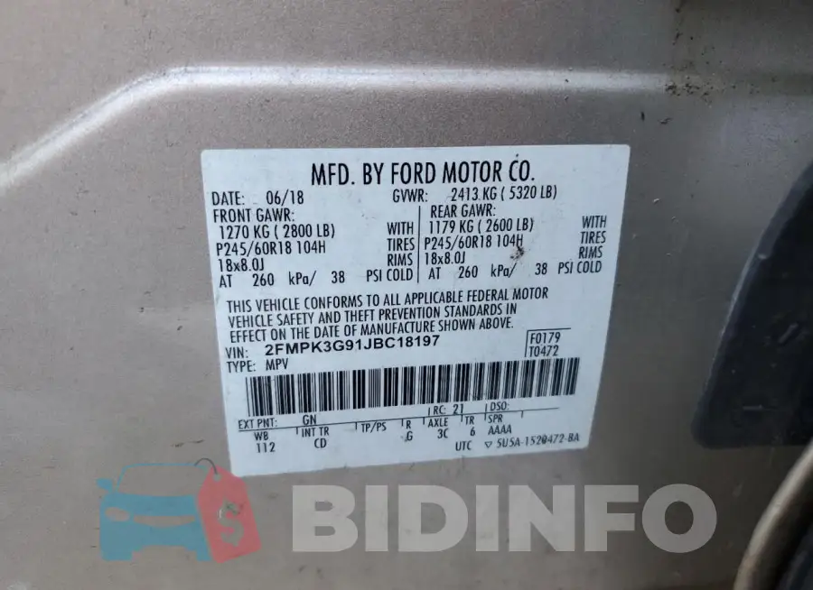 2FMPK3G91JBC18197 Photo# 13