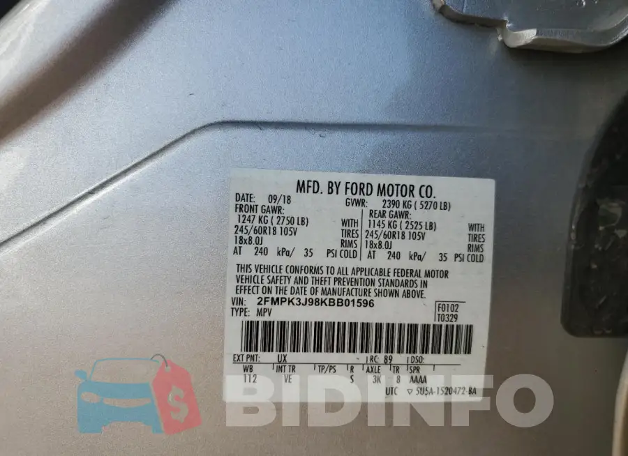 2FMPK3J98KBB01596 Photo# 14