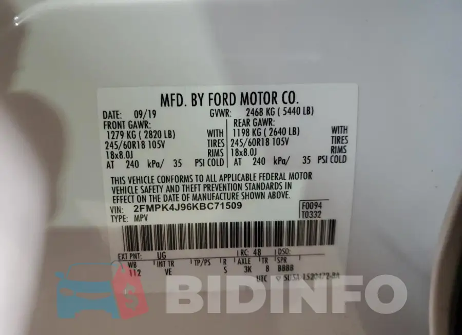 2FMPK4J96KBC71509 Photo# 13