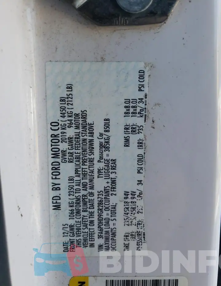 3FA6P0HD9GR286735 Photo# 13