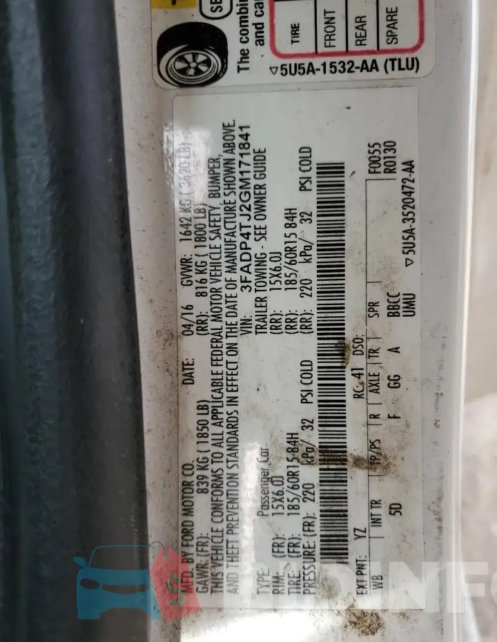 3FADP4TJ2GM171841 Photo# 12