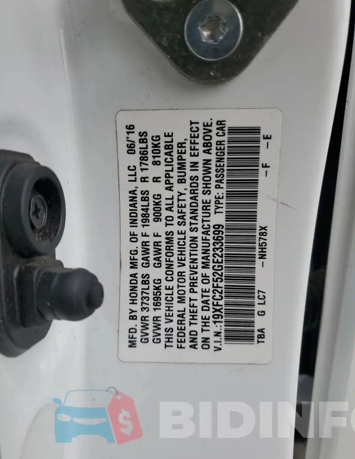 19XFC2F52GE233699 Photo# 12