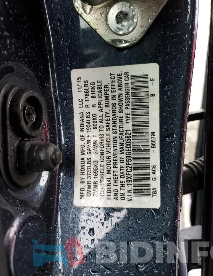 19XFC2F59GE005621 Photo# 12