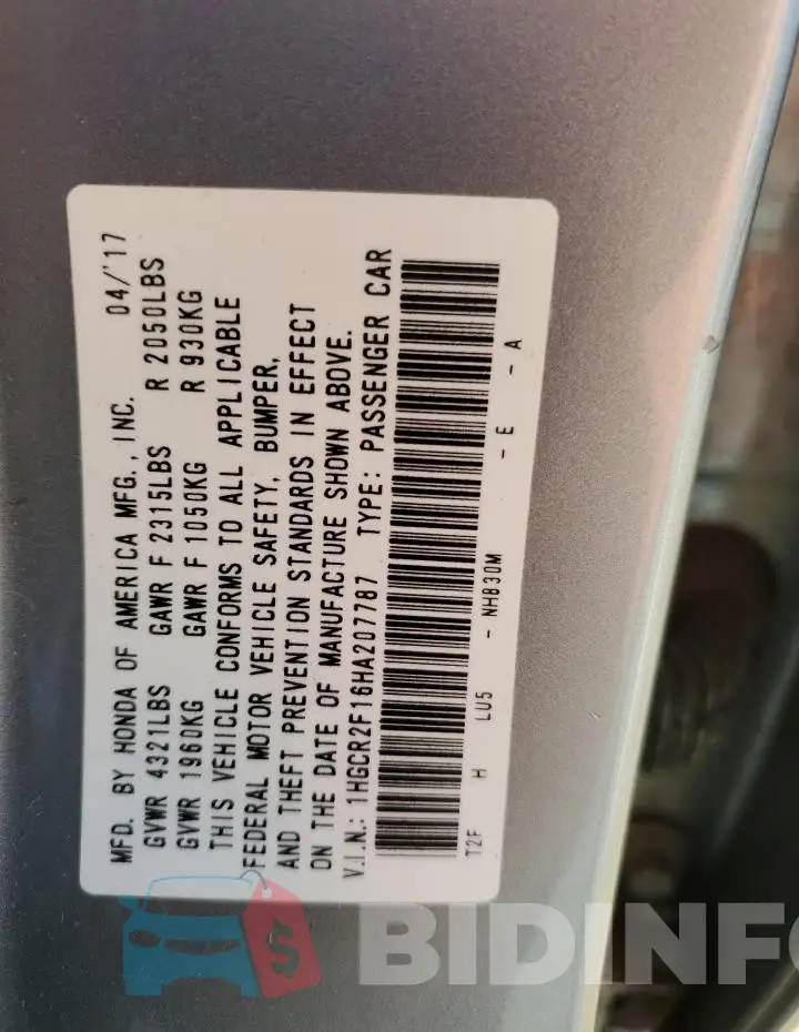 1HGCR2F16HA207787 Photo# 13