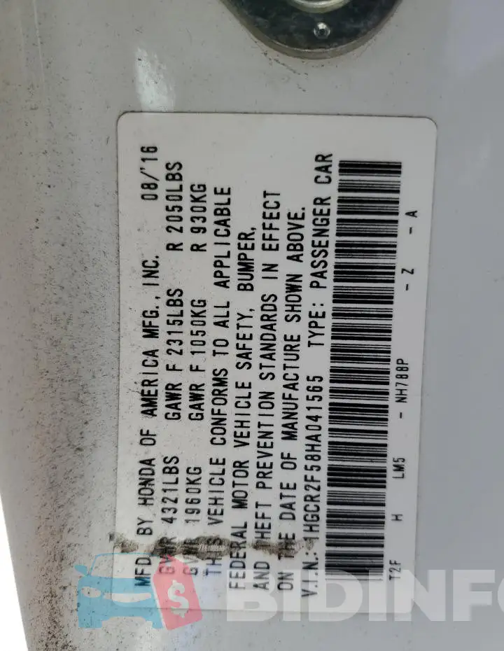 1HGCR2F58HA041565 Photo# 12