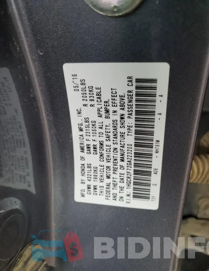 1HGCR2F72GA223200 Photo# 13
