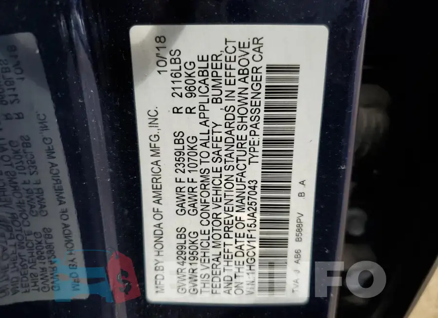 1HGCV1F15JA257043 Photo# 12