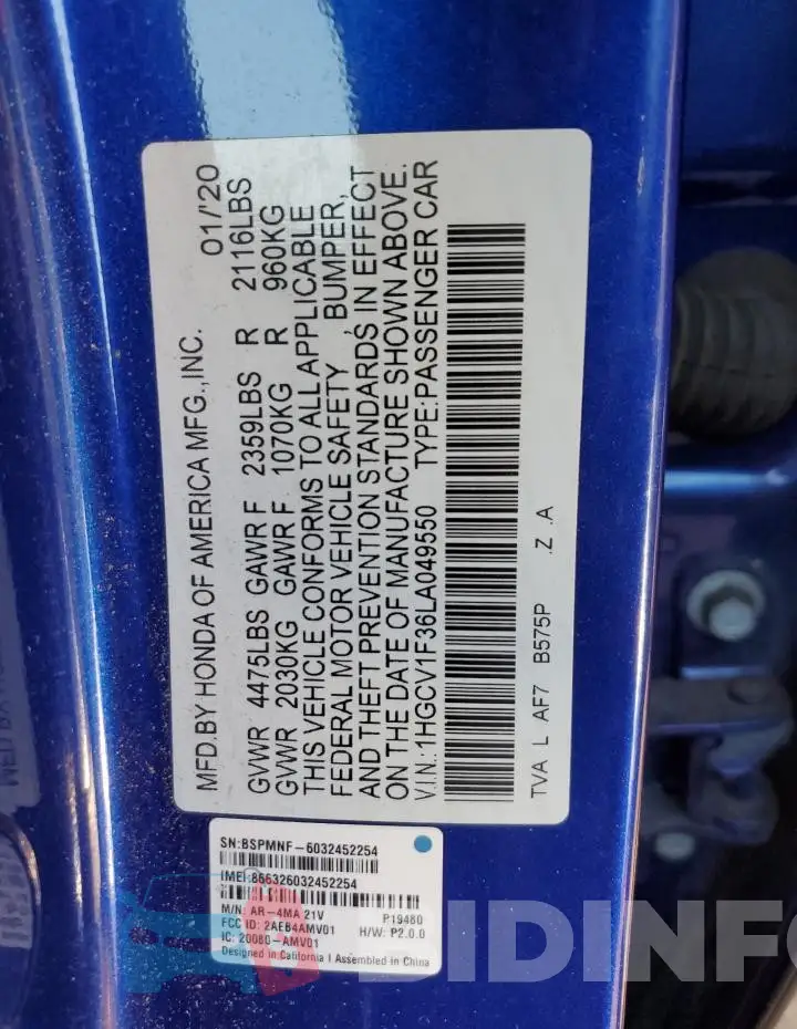 1HGCV1F36LA049550 Photo# 12