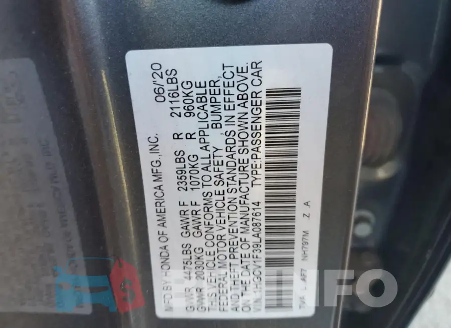 1HGCV1F39LA087614 Photo# 12