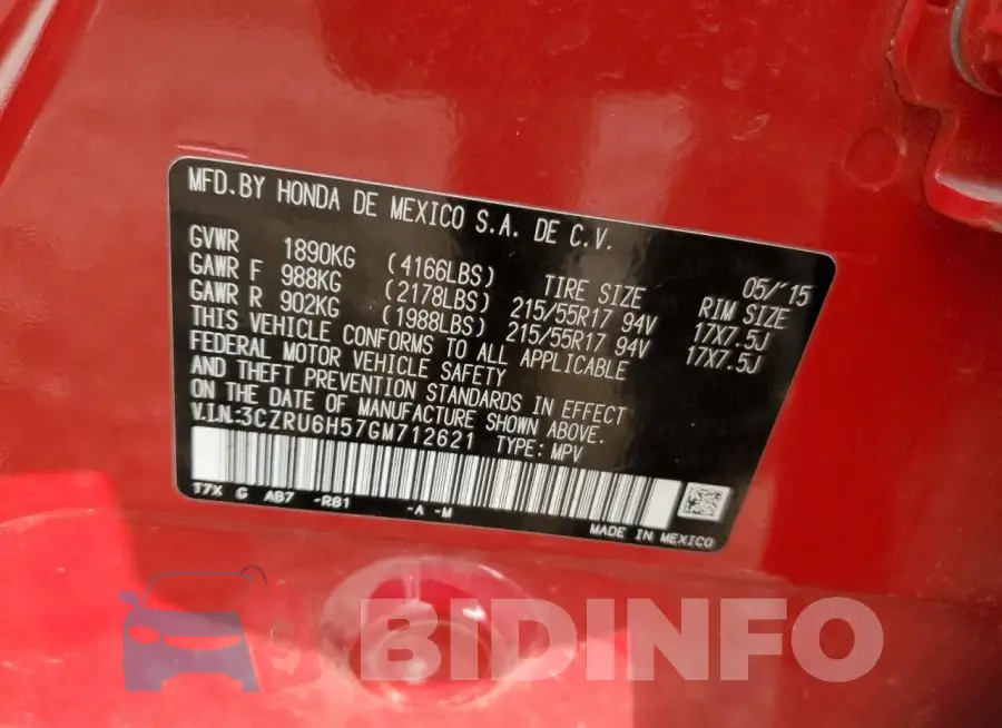 3CZRU6H57GM712621 Photo# 14