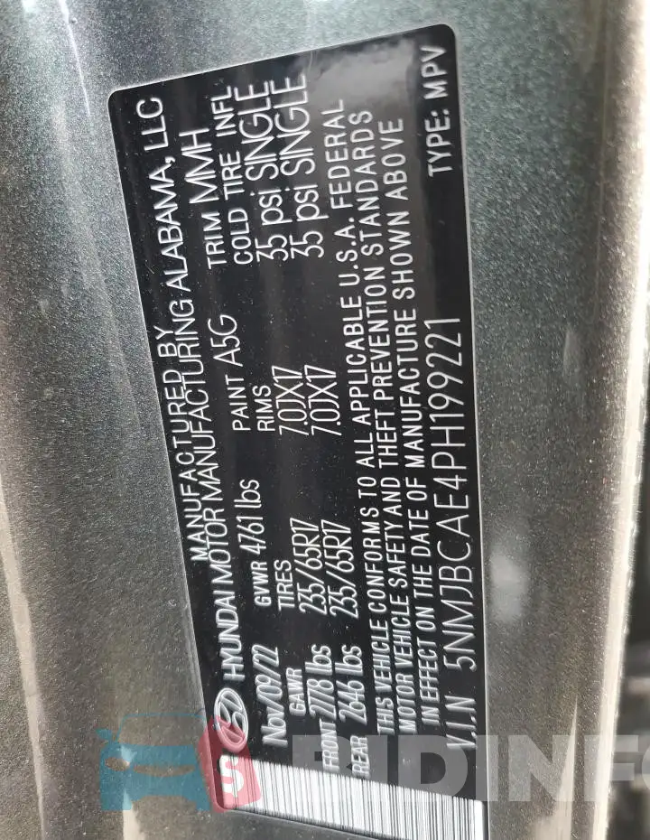 5NMJBCAE4PH199221 Photo# 14