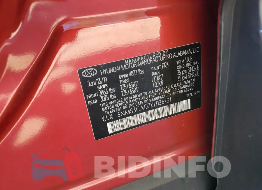 5NMS3CAD7KH136731 Photo# 13