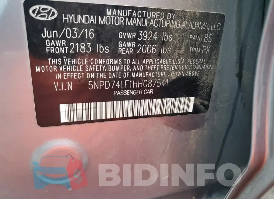 5NPD74LF1HH087541 Photo# 12