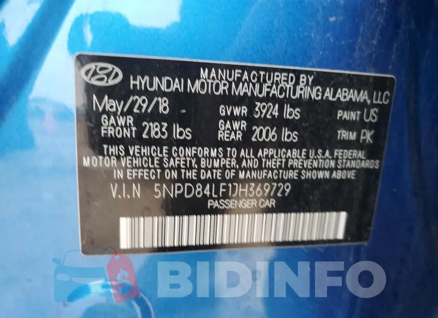 5NPD84LF1JH369729 Photo# 13