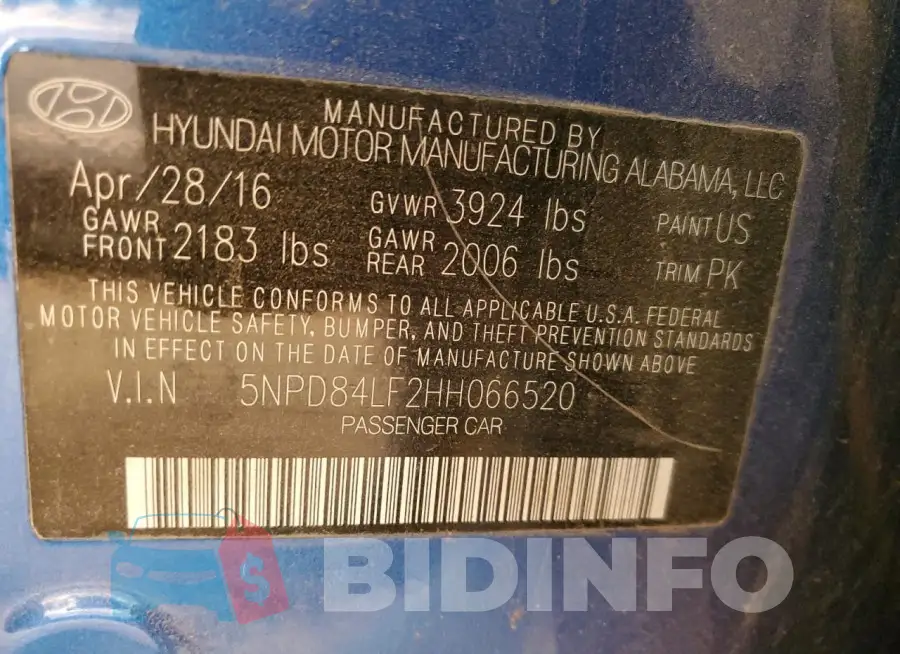 5NPD84LF2HH066520 Photo# 12