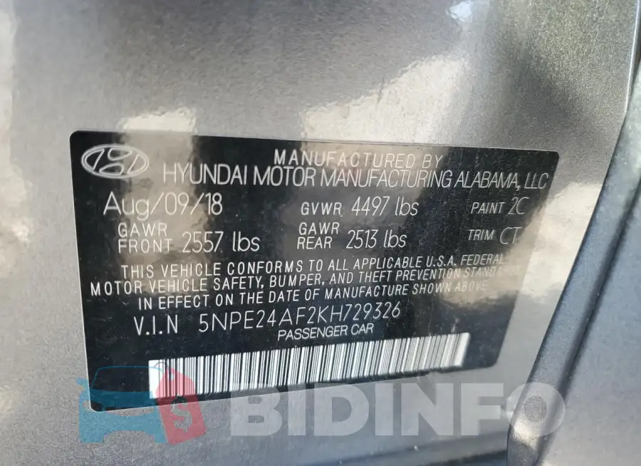 5NPE24AF2KH729326 Photo# 13