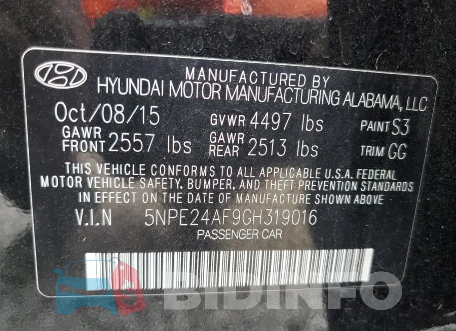 5NPE24AF9GH319016 Photo# 13