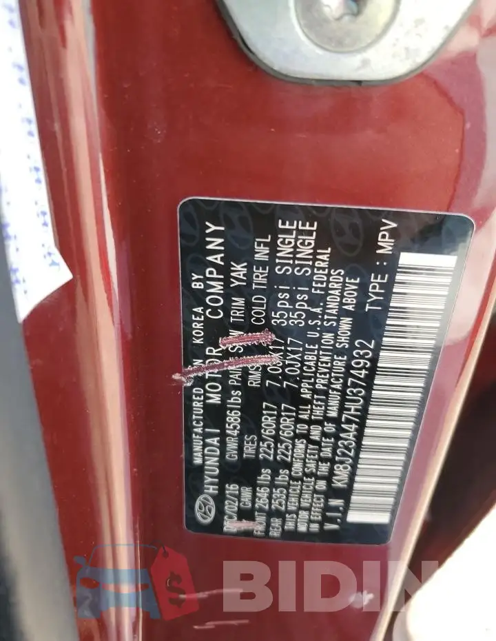 KM8J23A47HU374932 Photo# 14