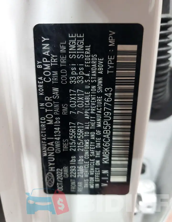 KM8K6CAB5PU977643 Photo# 13