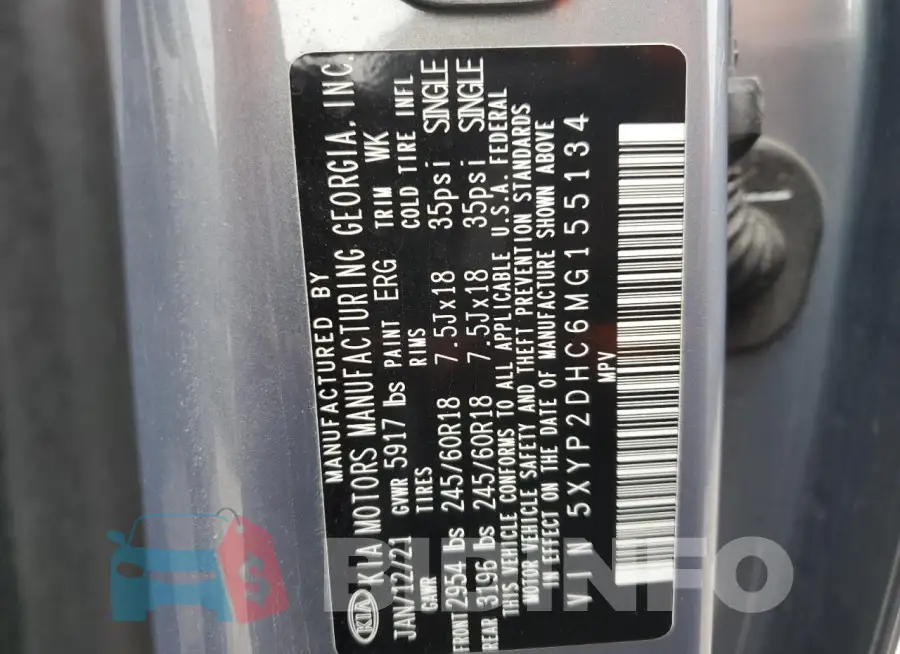 5XYP2DHC6MG155134 Photo# 14