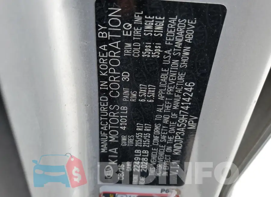 KNDJP3A59H7414246 Photo# 13
