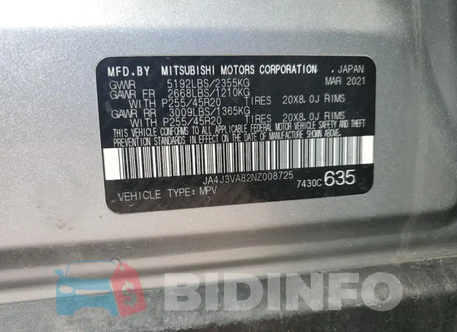 JA4J3VA82NZ008725 Photo# 12