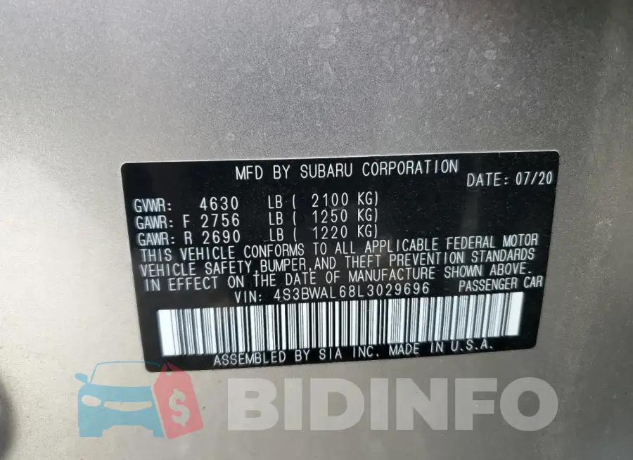 4S3BWAL68L3029696 Photo# 13