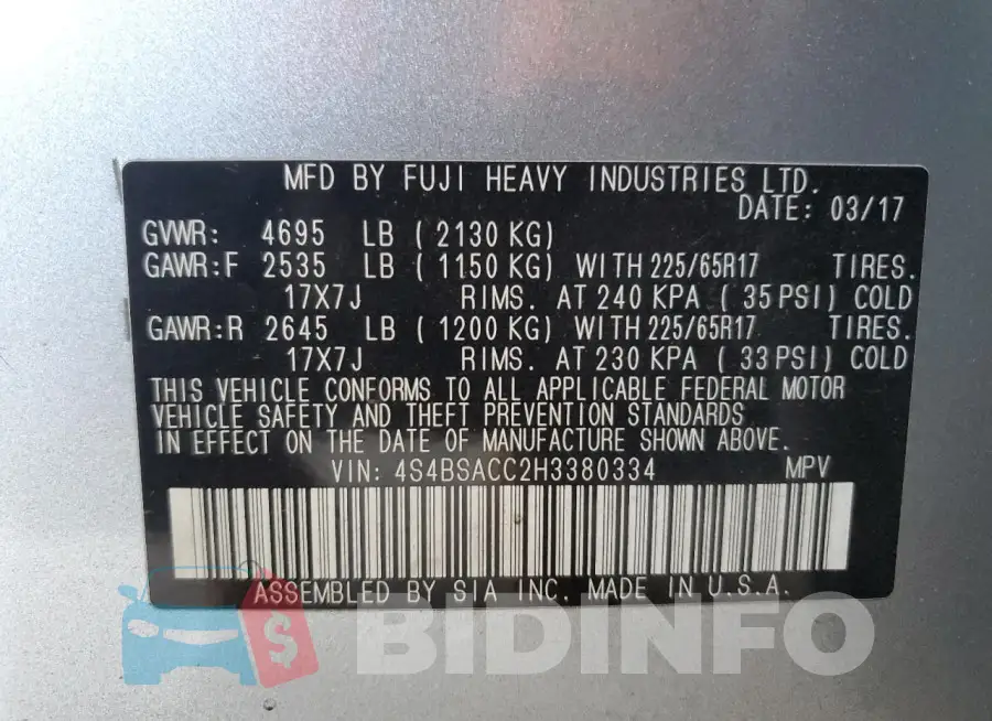 4S4BSACC2H3380334 Photo# 12