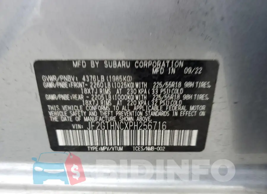 JF2GTHNCXPH256716 Photo# 13