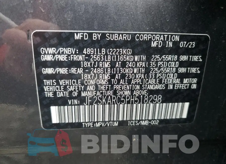 JF2SKARC5PH518298 Photo# 13